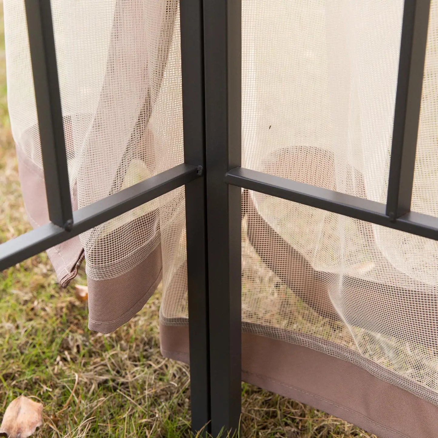 10'x10' Steel Patio Gazebo, Soft-Top, 2-Tier Roof, Brown Gazebos at Gallery Canada