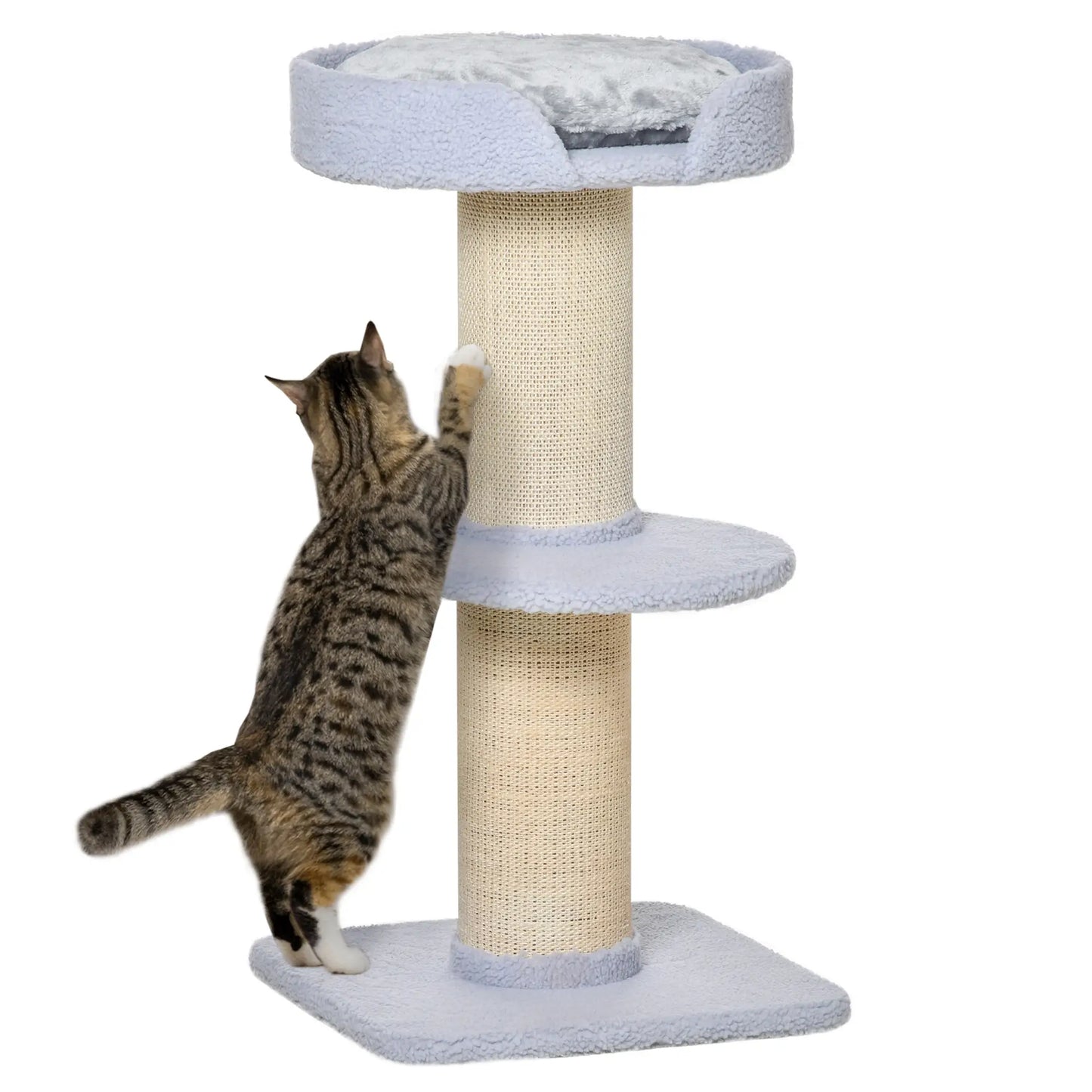 Cat Tree with Scratching Post, Bed, Cushion, Perch, 18" x 18" x 36", Light Blue Cat Trees at Gallery Canada