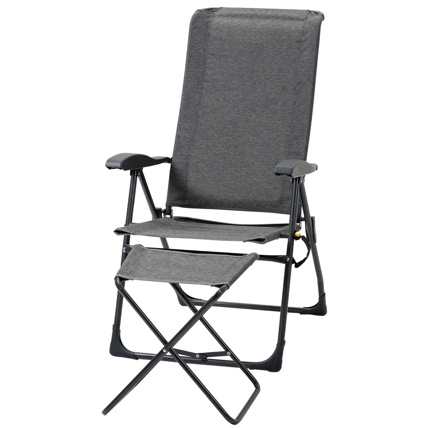 Outdoor Lounge Chair, Recliner with Footrest, Storage Pocket, Black Grey Lounger Chairs at Gallery Canada
