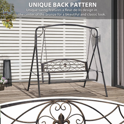 2 Seater Porch Swing Chair, Weather Resistant, Outdoor, Black Patio Swings with Stand at Gallery Canada