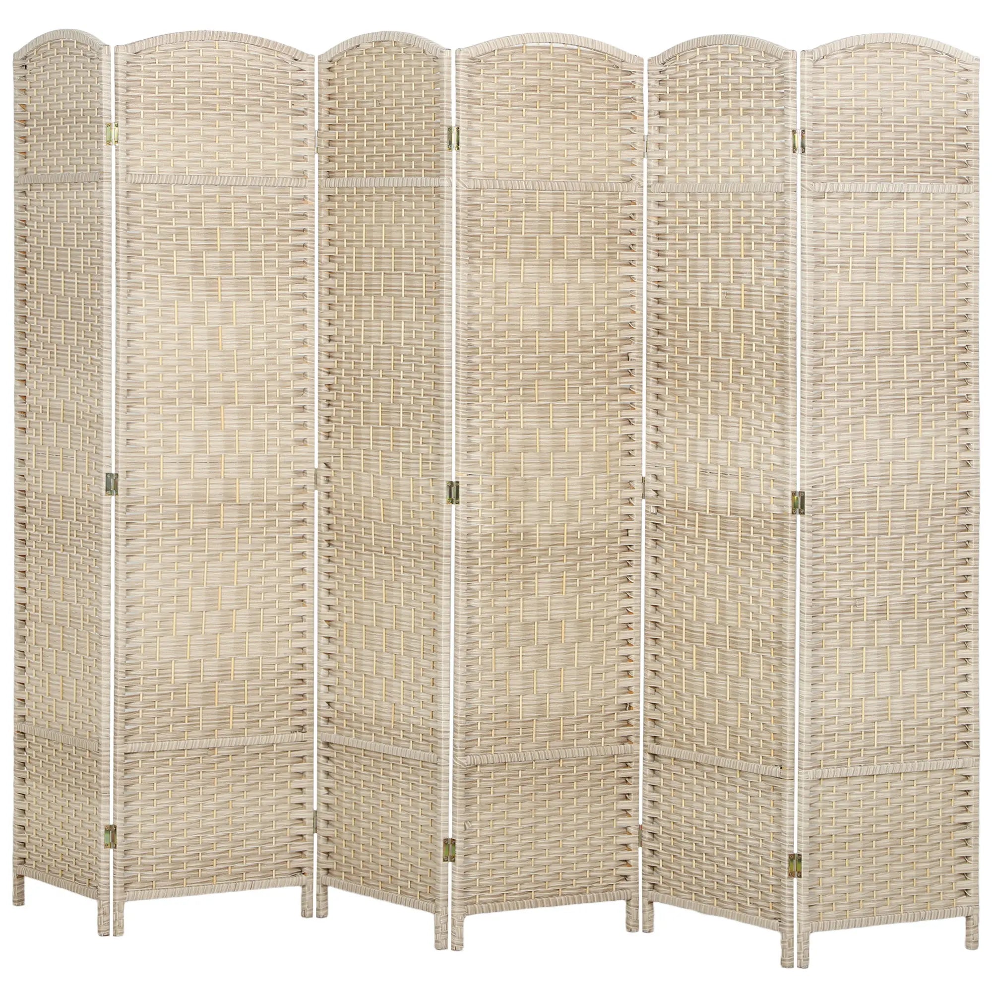 6 Ft Tall Folding Room Divider, 6 Panel Portable Privacy Screen, Light Oak Room Dividers Light Oak at Gallery Canada