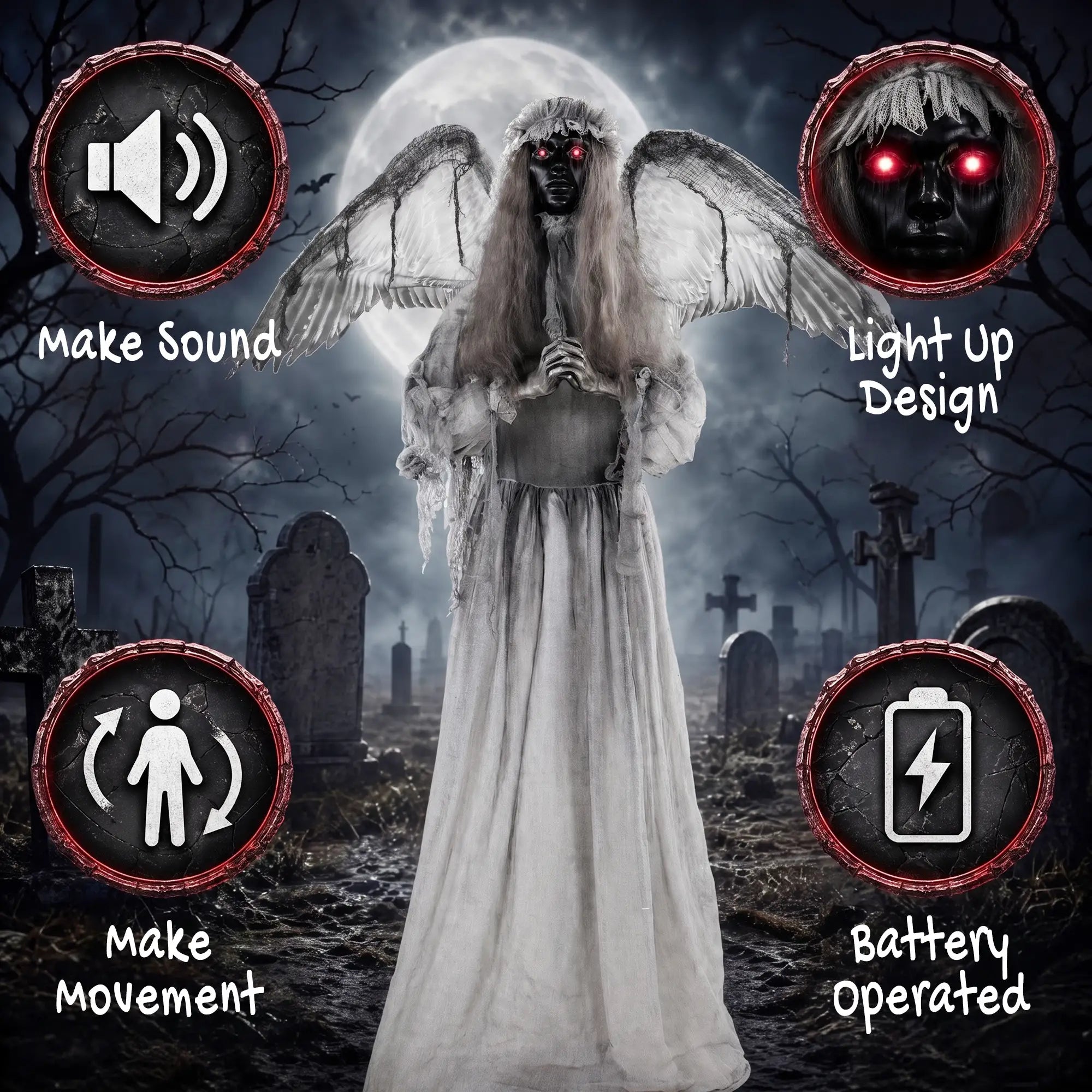 Animated Crying Angel Halloween Decoration, Sound & Touch Halloween Decorations at Gallery Canada