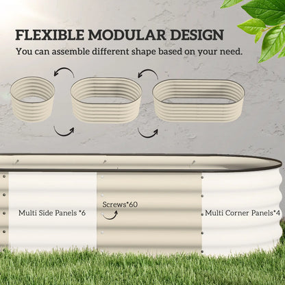 6.5 x 2 x 1.5 FT Galvanized Steel Raised Garden Bed, Cream White Galvanized Planter Boxes at Gallery Canada