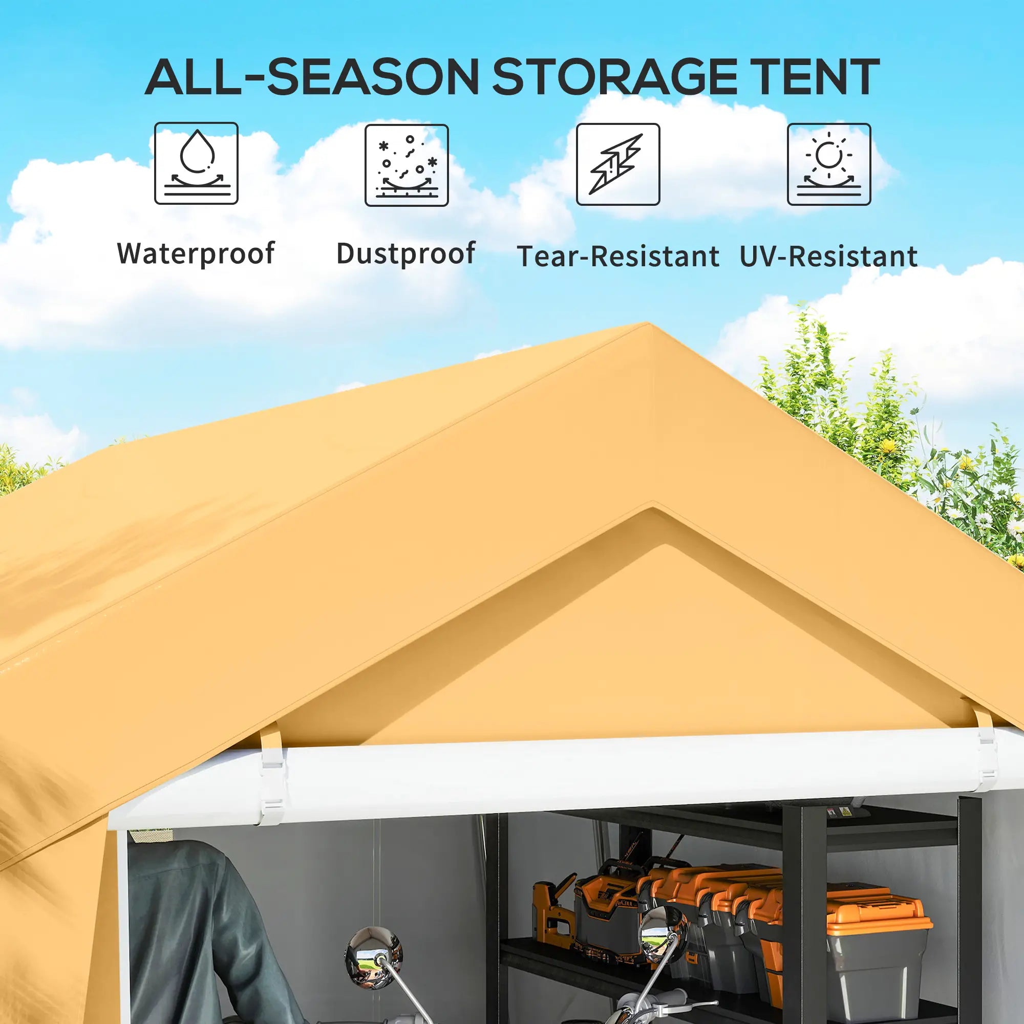10' x 10' Outdoor Storage Shed, Portable Garage, Roll-up Door, Beige Portable Shed at Gallery Canada