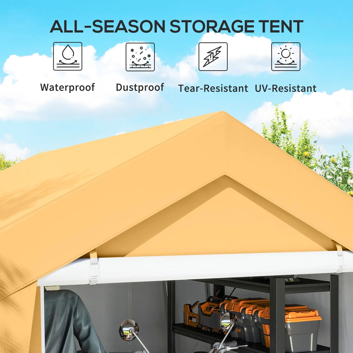10' x 10' Outdoor Storage Shed, Portable Garage, Roll-up Door, Beige Portable Shed at Gallery Canada