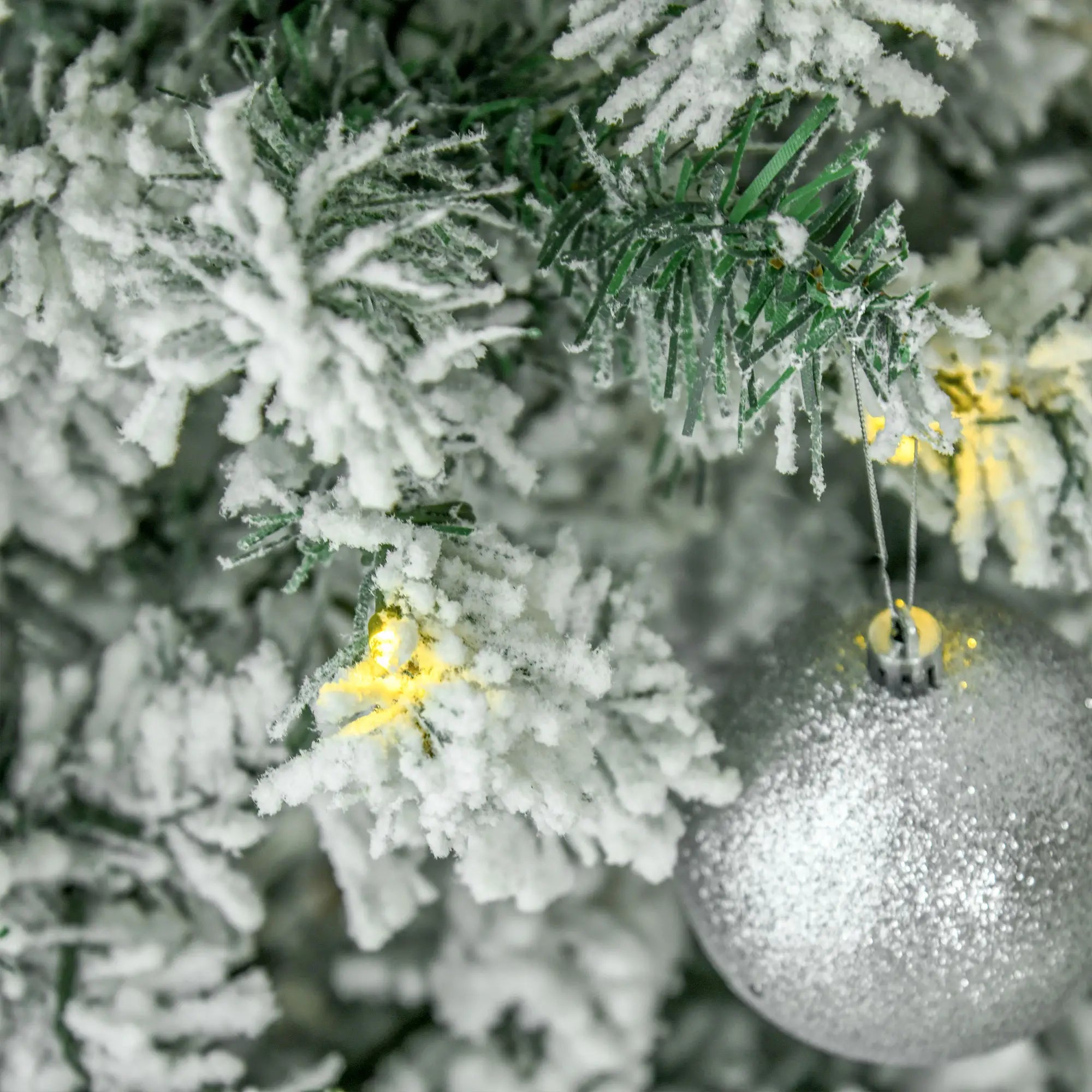 9 Feet Prelit Snow Flocked Pencil Christmas Tree, Warm White LED, Green Pre Lit Christmas Trees at Gallery Canada