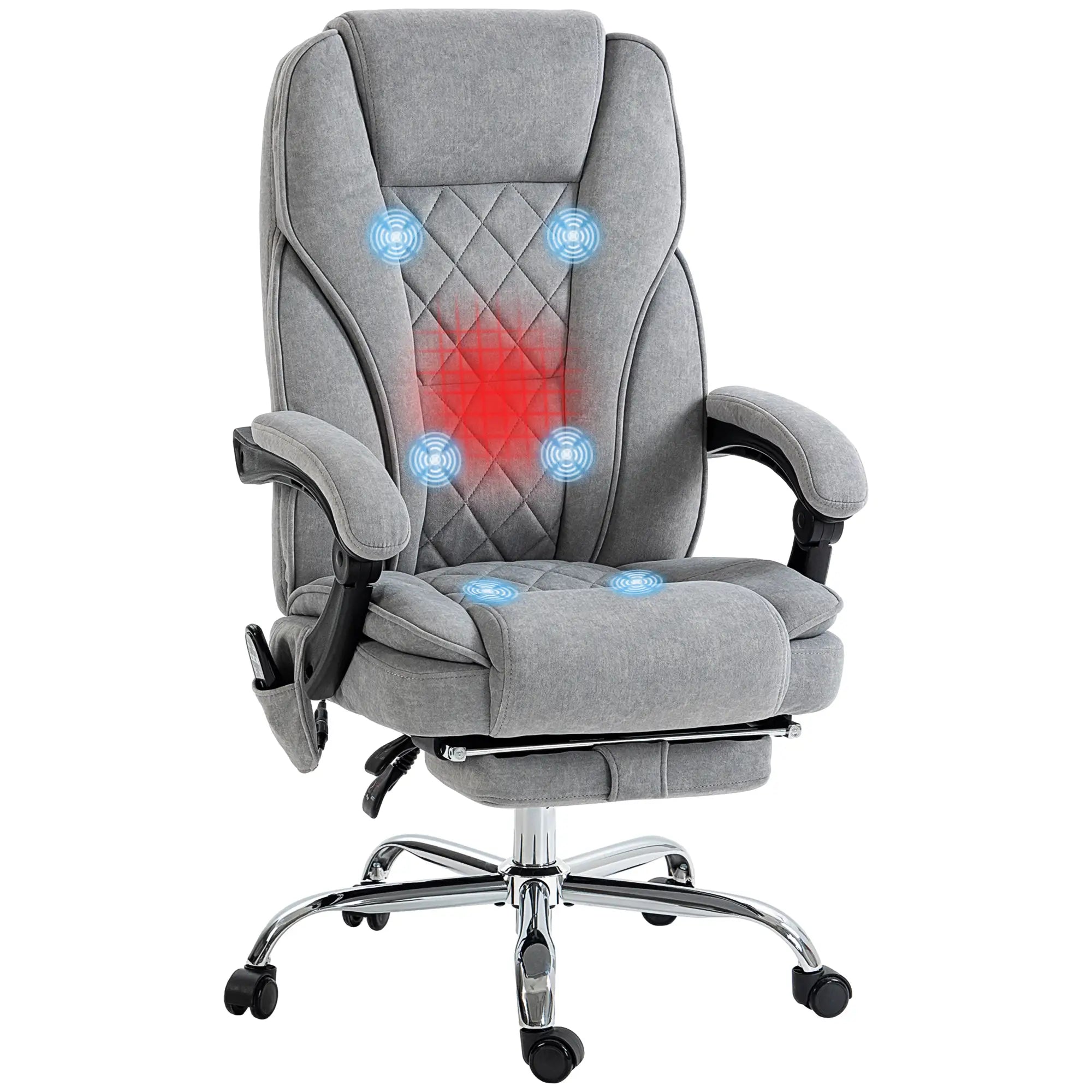 Heated Massage Office Chair, Adjustable Height with Footrest, Grey Massage Chairs at Gallery Canada