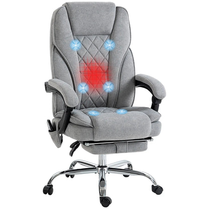 Heated Massage Office Chair, Adjustable Height with Footrest, Grey Massage Chairs at Gallery Canada