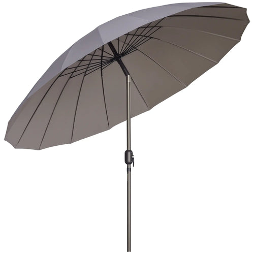 8ft Garden Parasol, Crank & Tilt, Adjustable Sun Shade, Dark Grey