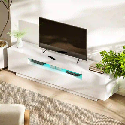TV Stand for 65-85 Inch TV, RGB LED Lights, White TV Stands at Gallery Canada