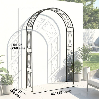 8 ft Garden Arch, Outdoor Trellis Arbor, Black Garden Arches at Gallery Canada