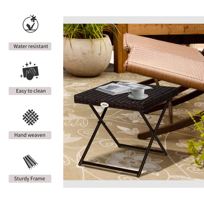 Outdoor PE Rattan Coffee Table, 15.75"x15.75"x15.75", Brown