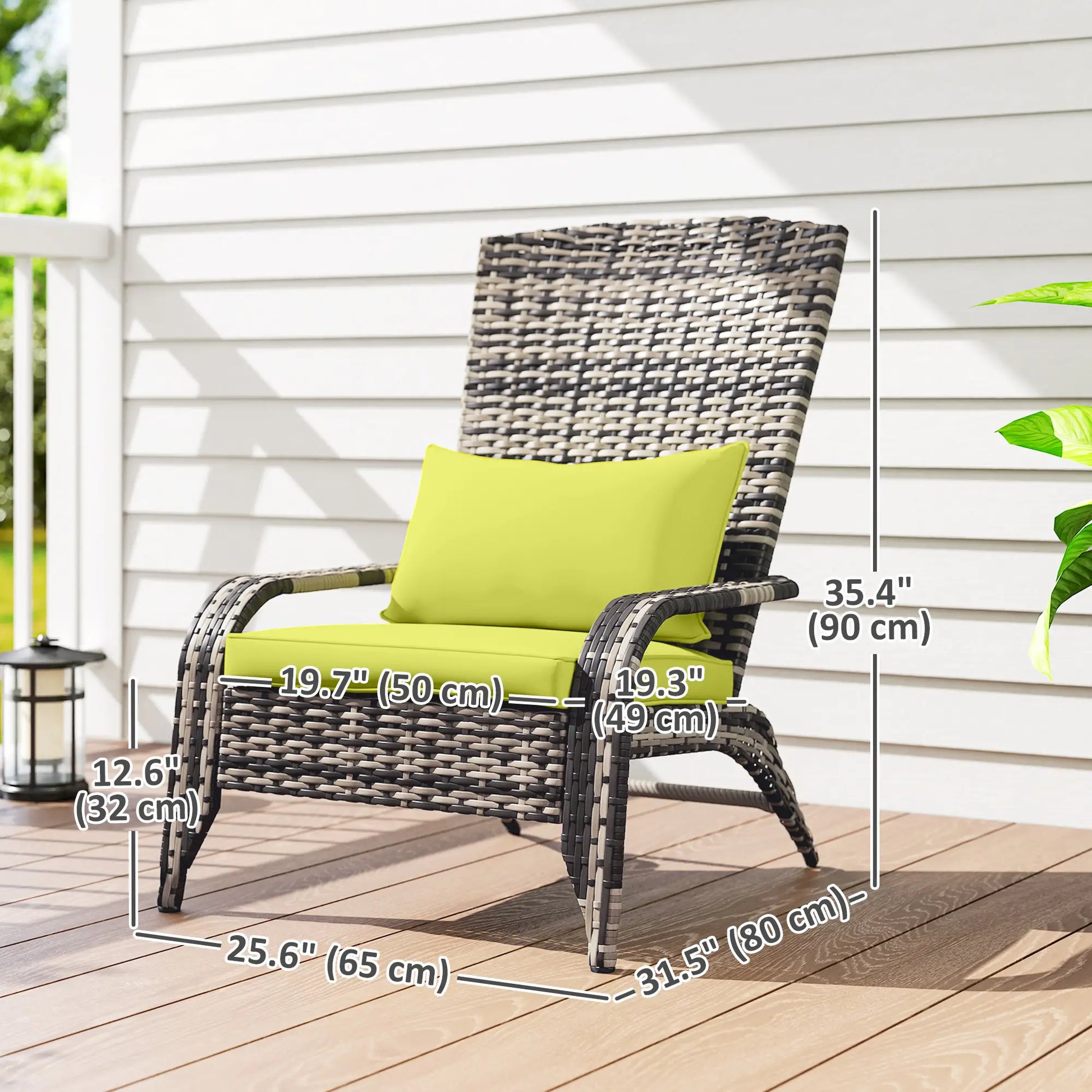 Patio Wicker Adirondack Chair, Outdoor PE Rattan, w/ Cushions, Green Patio Chairs at Gallery Canada