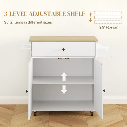 Rolling Kitchen Island With Drop Leaf, Storage Cart With Drawer, White Kitchen Islands & Kitchen Carts at Gallery Canada