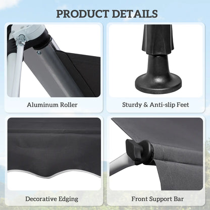 6.6'x5' Retractable Patio Awning, Sun Shade, Water Resistant, Grey Door Awnings at Gallery Canada