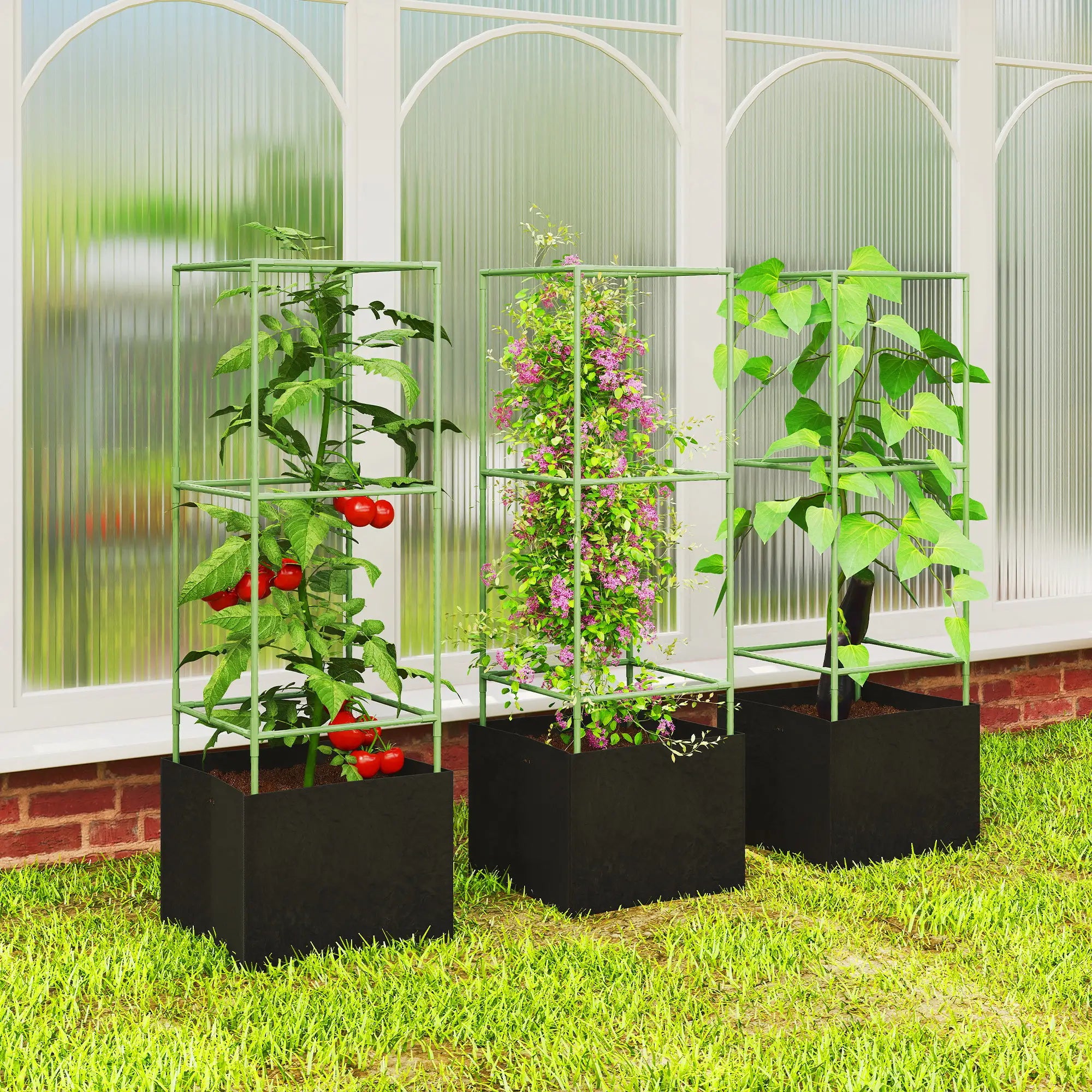 3 Tomato Cages With 13.5 Gallon Grow Bags, Adjustable Square Plant Trellis Raised Garden Beds at Gallery Canada