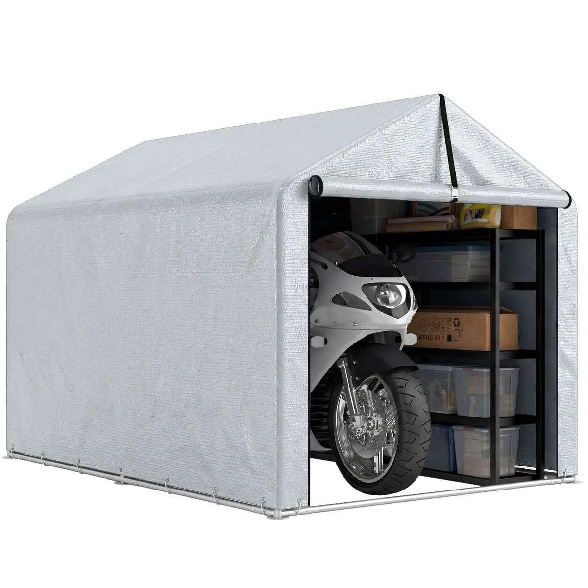 7' x 5' Portable Bike Shed, Waterproof Tent with Zipper Door Portable Shed at Gallery Canada