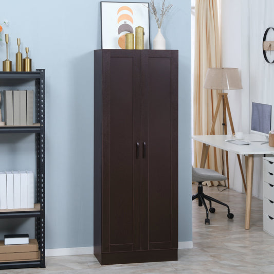 66" Kitchen Pantry, Freestanding Storage Cabinet with 2 Soft Close Doors and 4 Shelves, Dark Walnut - Gallery Canada