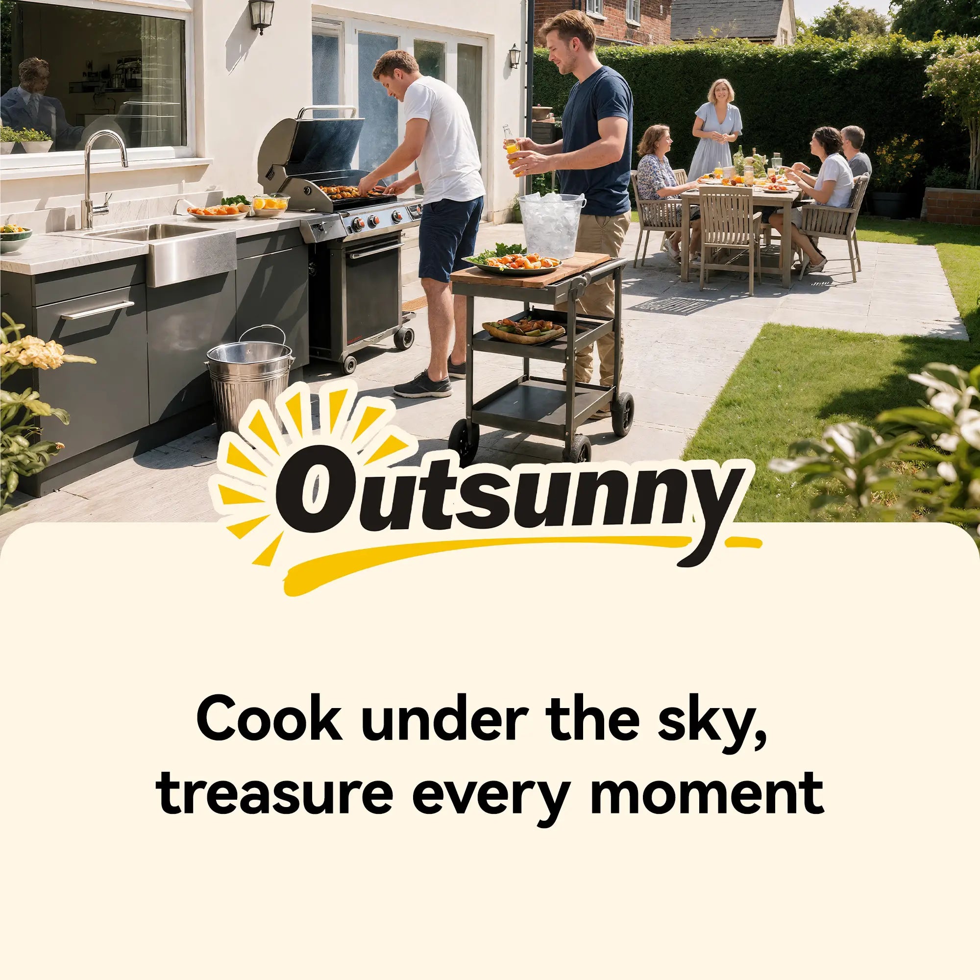 Outdoor Grill Cart, Pizza Oven Stand, 2-Tier Prep Station, Black Outdoor Grill Carts at Gallery Canada