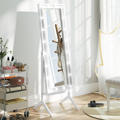 60" x 18" Free Standing Mirror with Lights, Adjustable Angles, White Full Length Mirrors at Gallery Canada