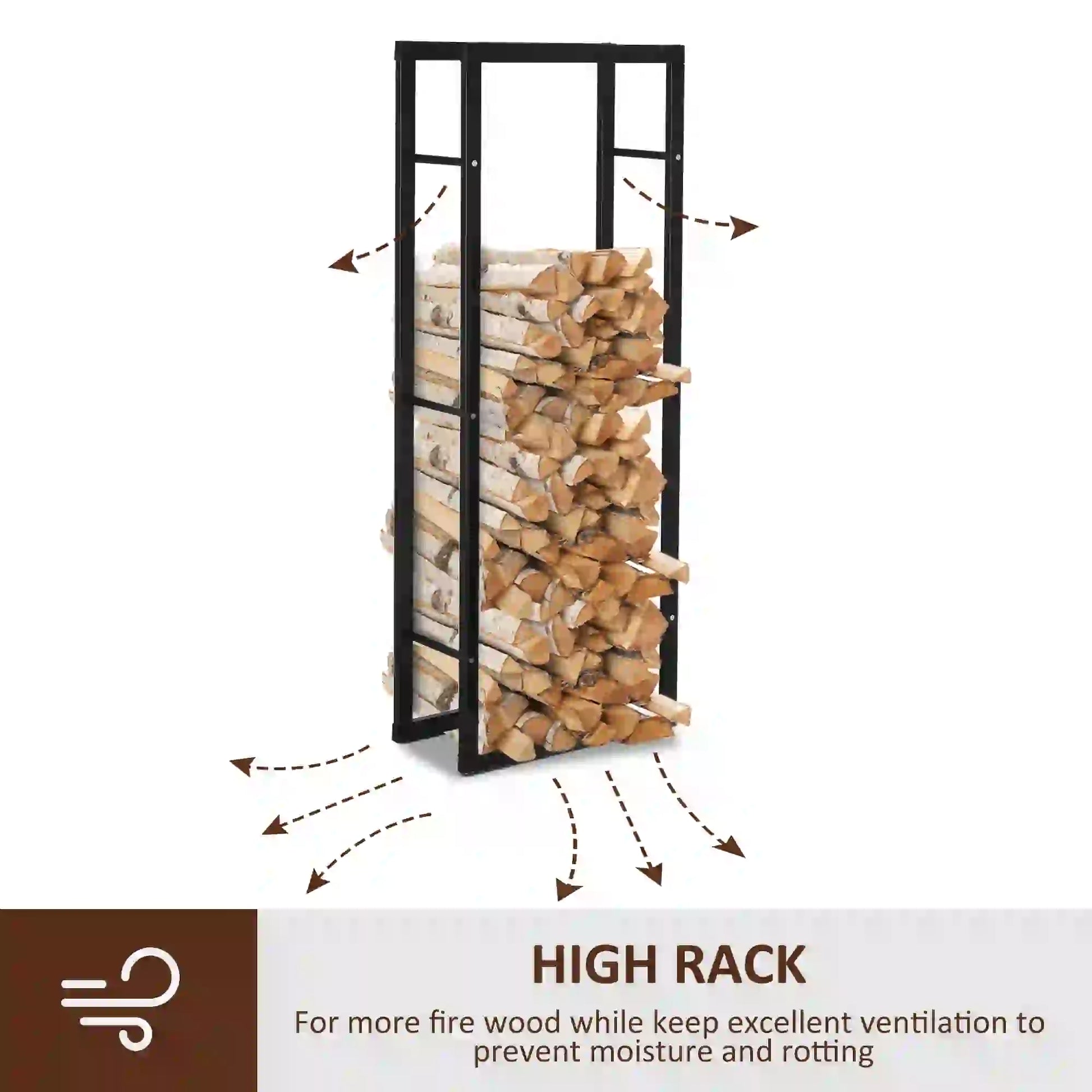 Outdoor Firewood Rack, Log Holder with Handles, 220 lbs. Capacity, 15.7" x 9.8" x 59.1", Black Firewood Racks at Gallery Canada