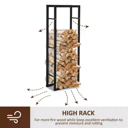 Outdoor Firewood Rack, Log Holder with Handles, 220 lbs. Capacity, 15.7" x 9.8" x 59.1", Black Firewood Racks at Gallery Canada
