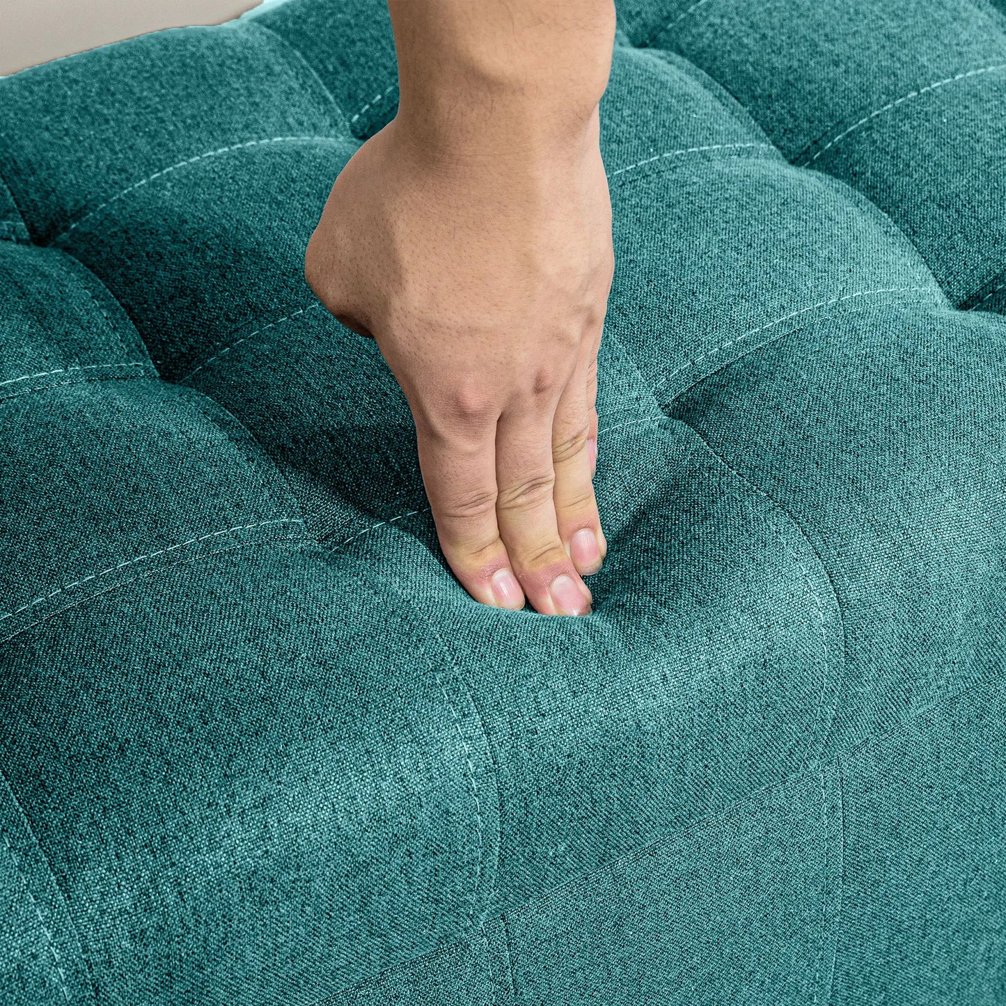 Linen Storage Ottoman, Button Tufted Bench for Bedroom, Green Storage Ottomans & Benches at Gallery Canada