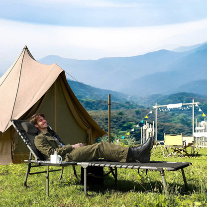 Folding Lounge Chair, Adjustable Back, Side Table, Headrest, Black Lounger Chairs at Gallery Canada