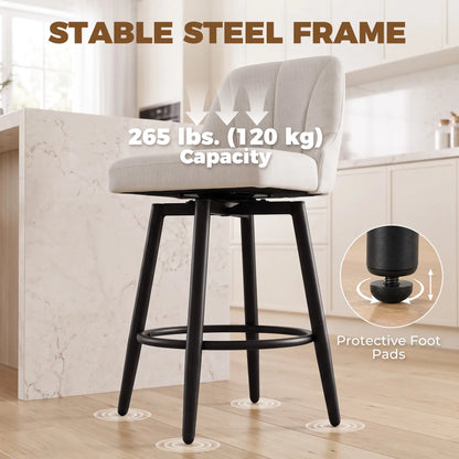 Swivel Bar Stools Set of 2, Cream White