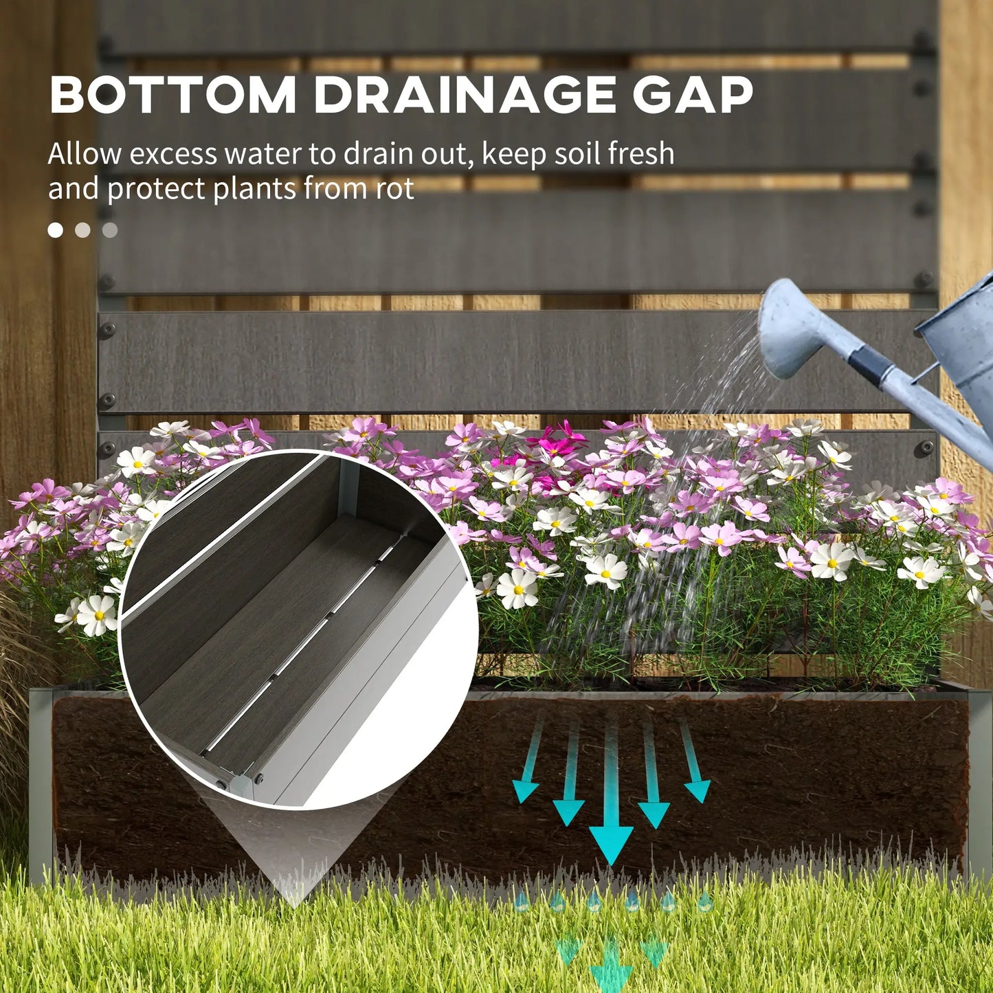 Trellis Planter, Raised Garden Bed, Dark Grey