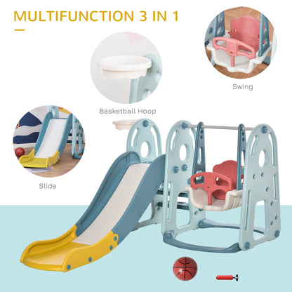 4 in 1 Kids Slide and Swing Set with Basketball Hoop Adjustable Height Water-fillable Base Toddler Climber Playset Playground Activity Center Indoor Outdoor Exercise Toy - Gallery Canada