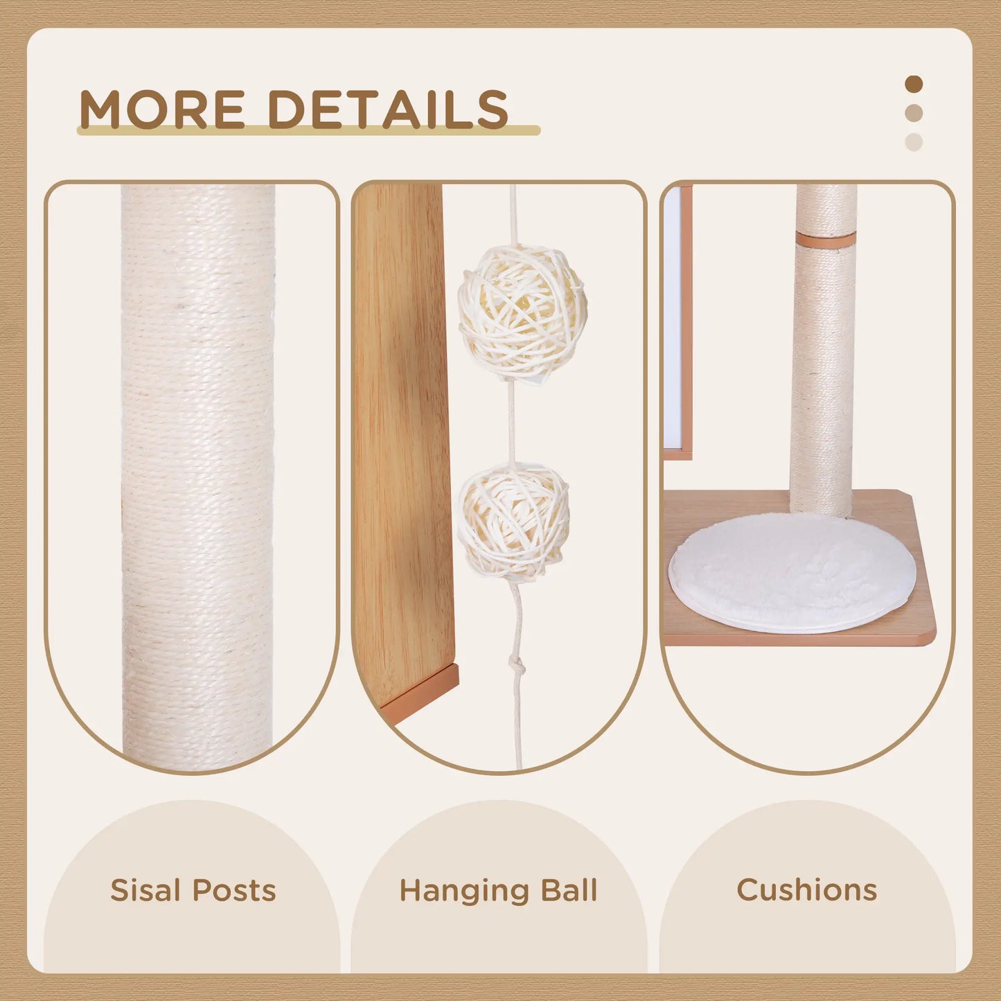 47" Wood Cat Tree, Scratching Post, Kitten House, Condo Cat Posts at Gallery Canada