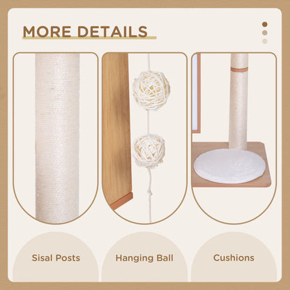 47" Wood Cat Tree, Scratching Post, Kitten House, Condo Cat Posts at Gallery Canada