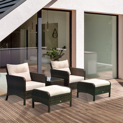 5pcs Outdoor Patio Furniture Set Wicker Conversation Set Footrest Coffee Table Patio Furniture Sets at Gallery Canada