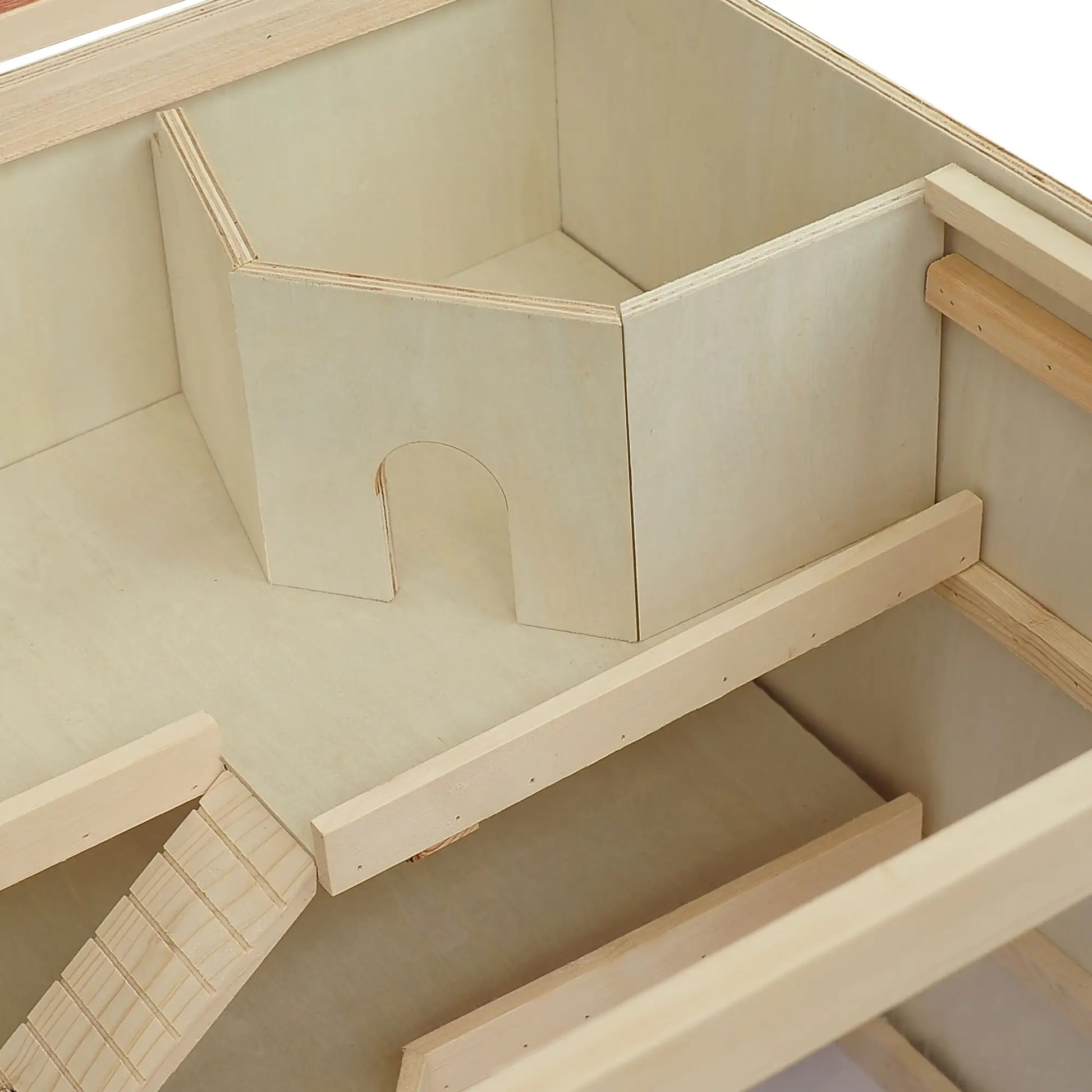Wooden Hamster Cage with Slide, Tray, Natural Wood Hamster Cages at Gallery Canada