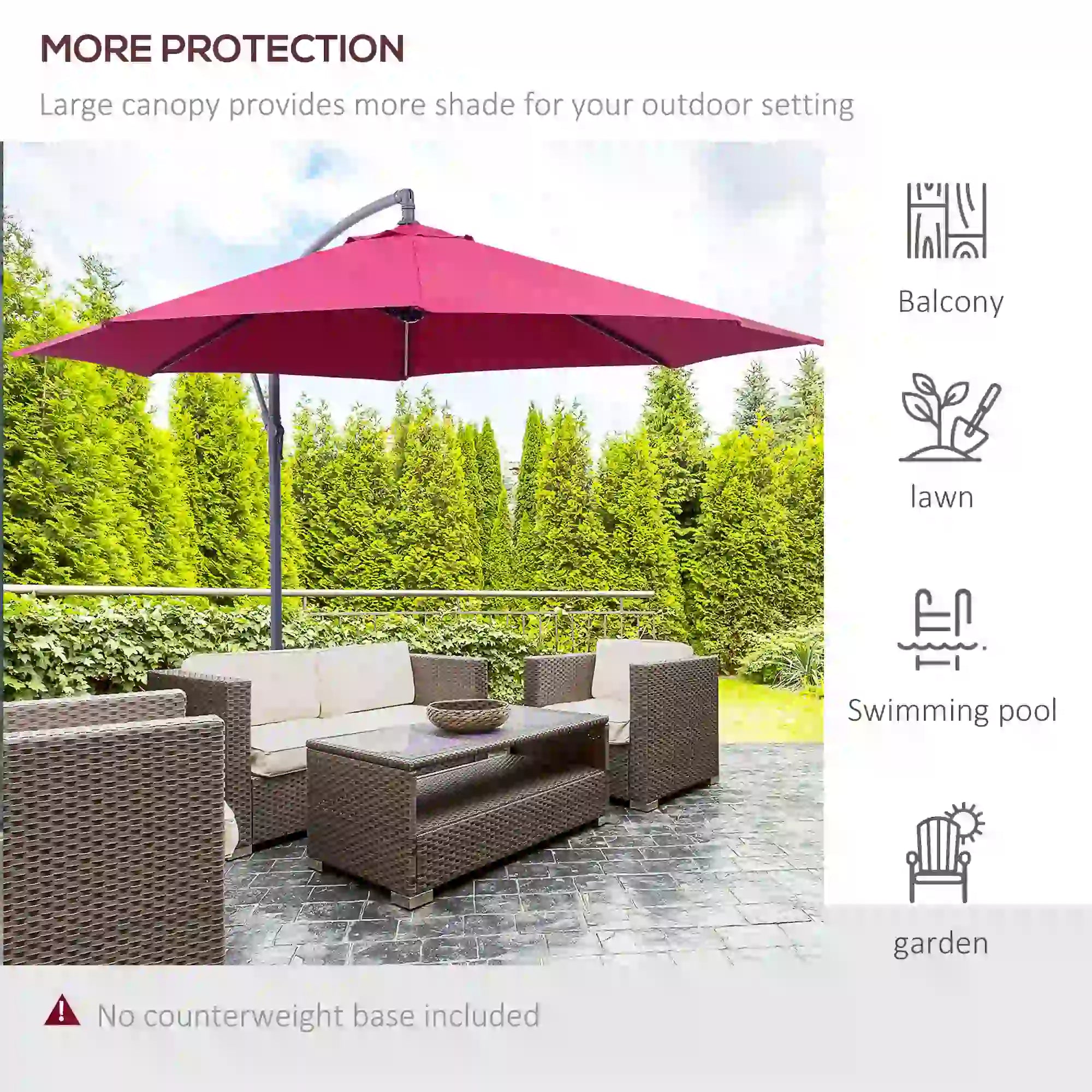 10' Deluxe Patio Umbrella, Banana Hanging Offset Sunshade, Wine Red Cantilever Umbrellas at Gallery Canada