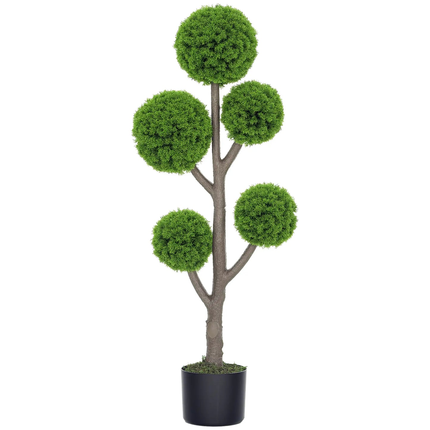 43.3" Artificial Ball Cypress Topiary Tree, Indoor Outdoor Plant In Pot, Green Artificial Trees at Gallery Canada