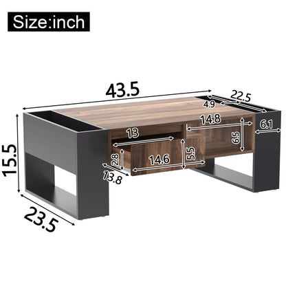 Grain Coffee Table, Double Storage, 43.5" L x 23.5" W x 15.5" H, Grey+Wood Coffee Tables at Gallery Canada