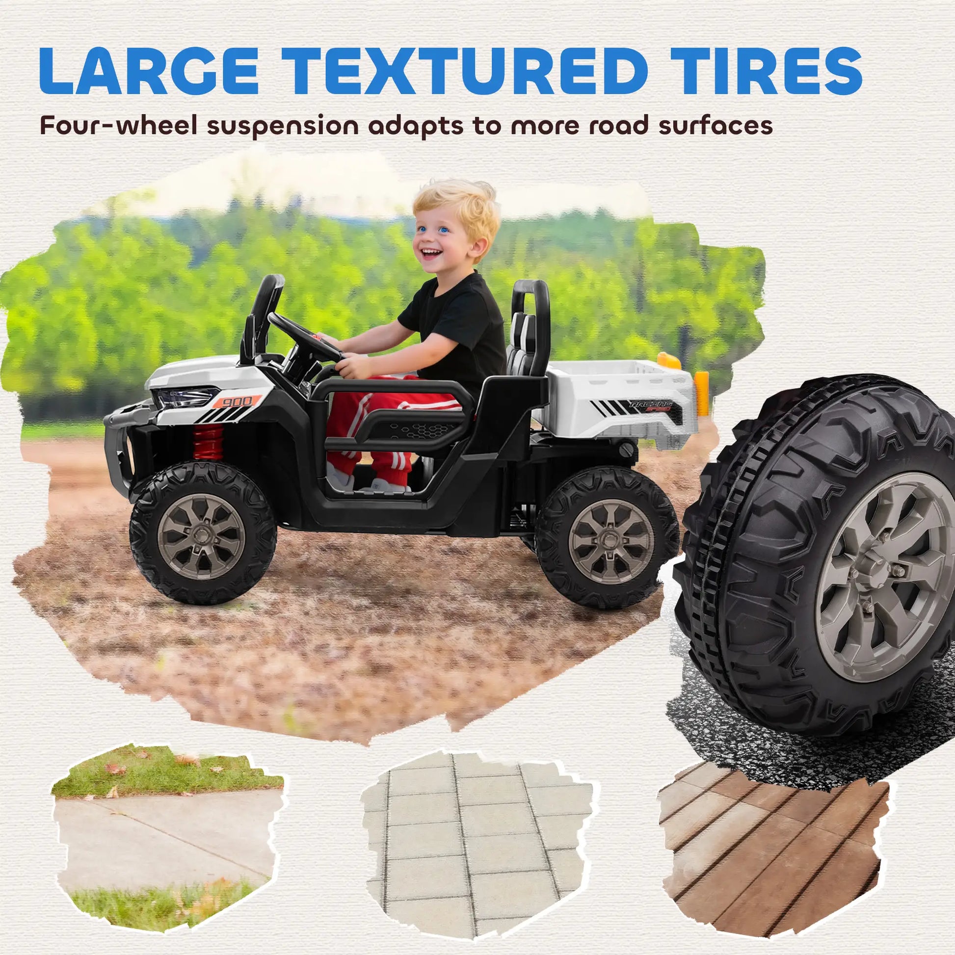 12V Ride On Car, Electric Bucket, Two-Seater, White Electric Toy Cars at Gallery Canada