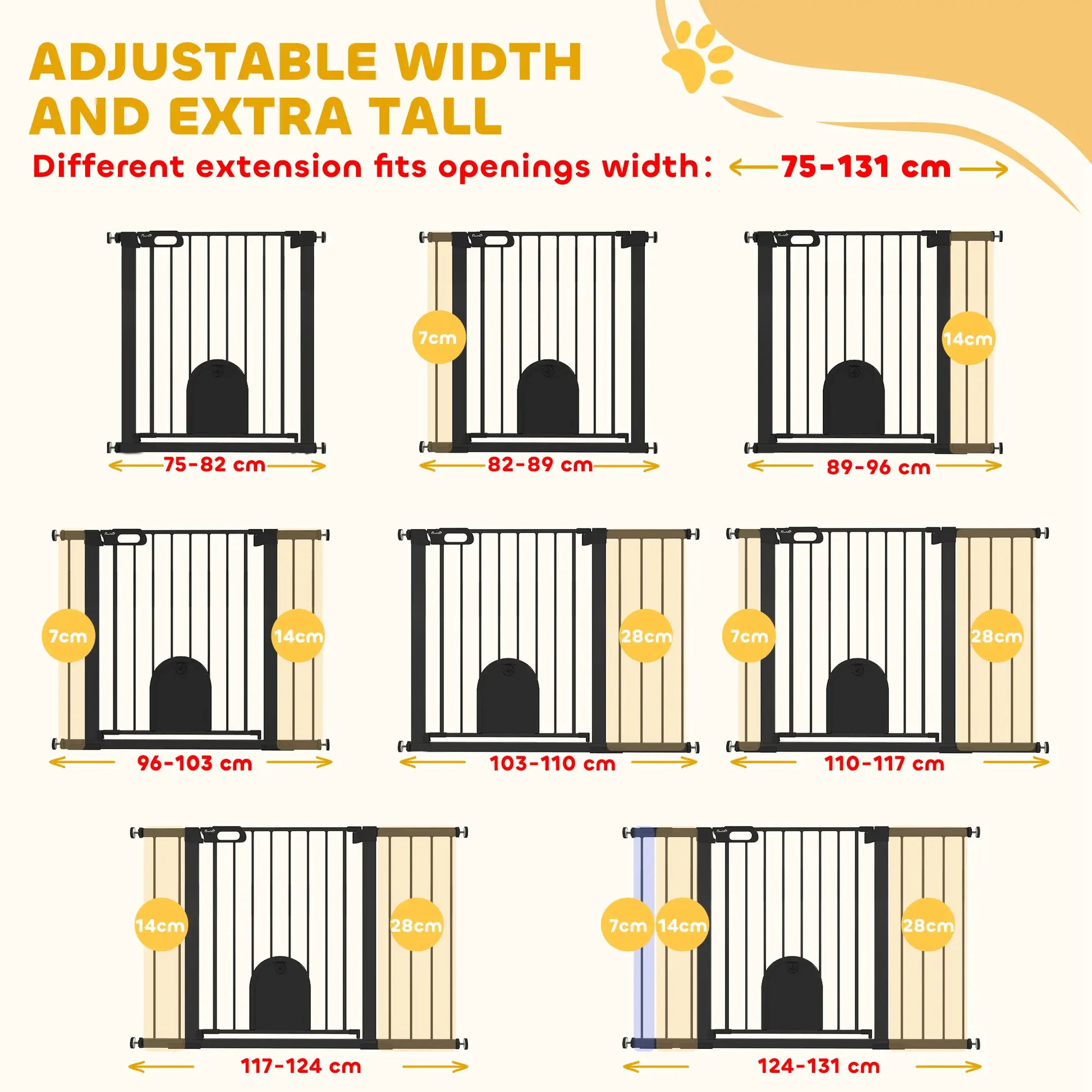 30"-52" Extra Wide Pet Gate, Small Door, 30"H, Black Houses, Kennels & Pens at Gallery Canada