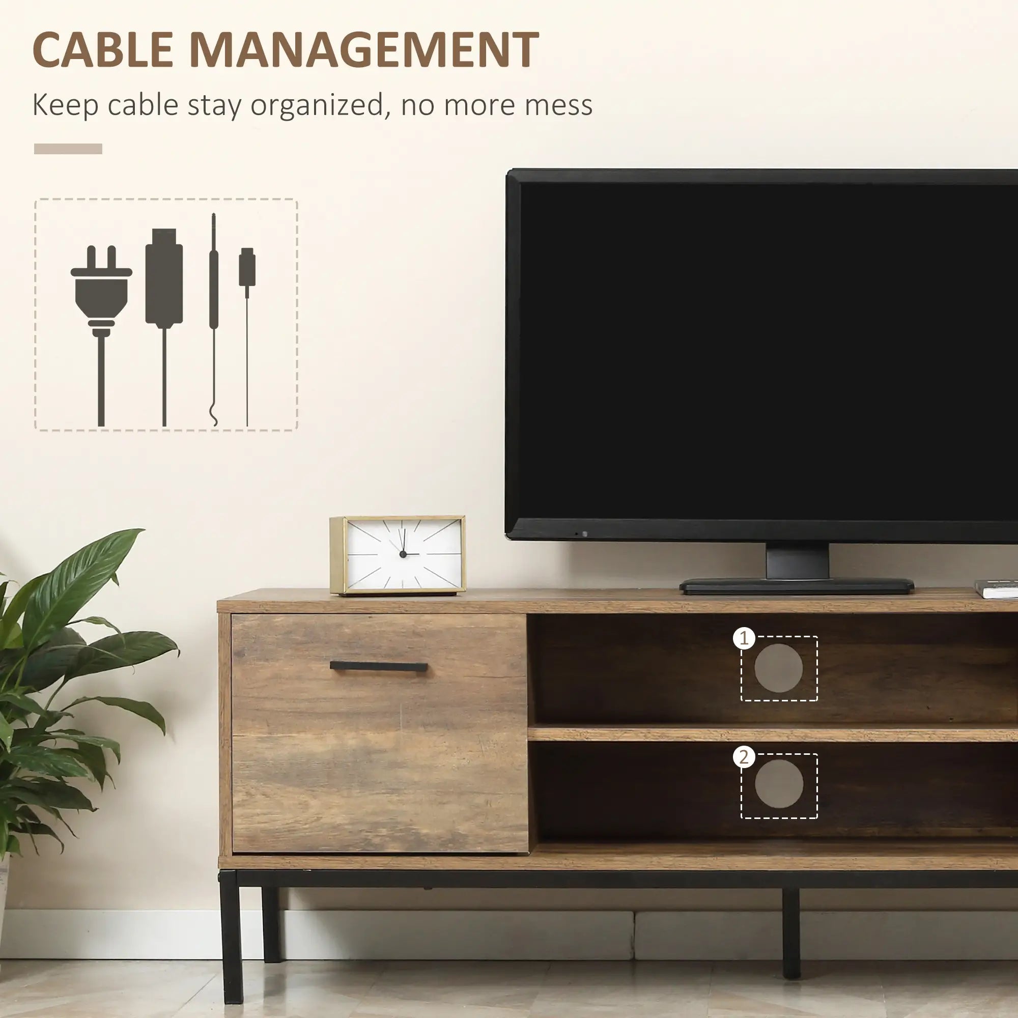 TV Stand for 50 Inches, Cabinet with Door, Storage, Drawers, Steel Legs TV Stands at Gallery Canada