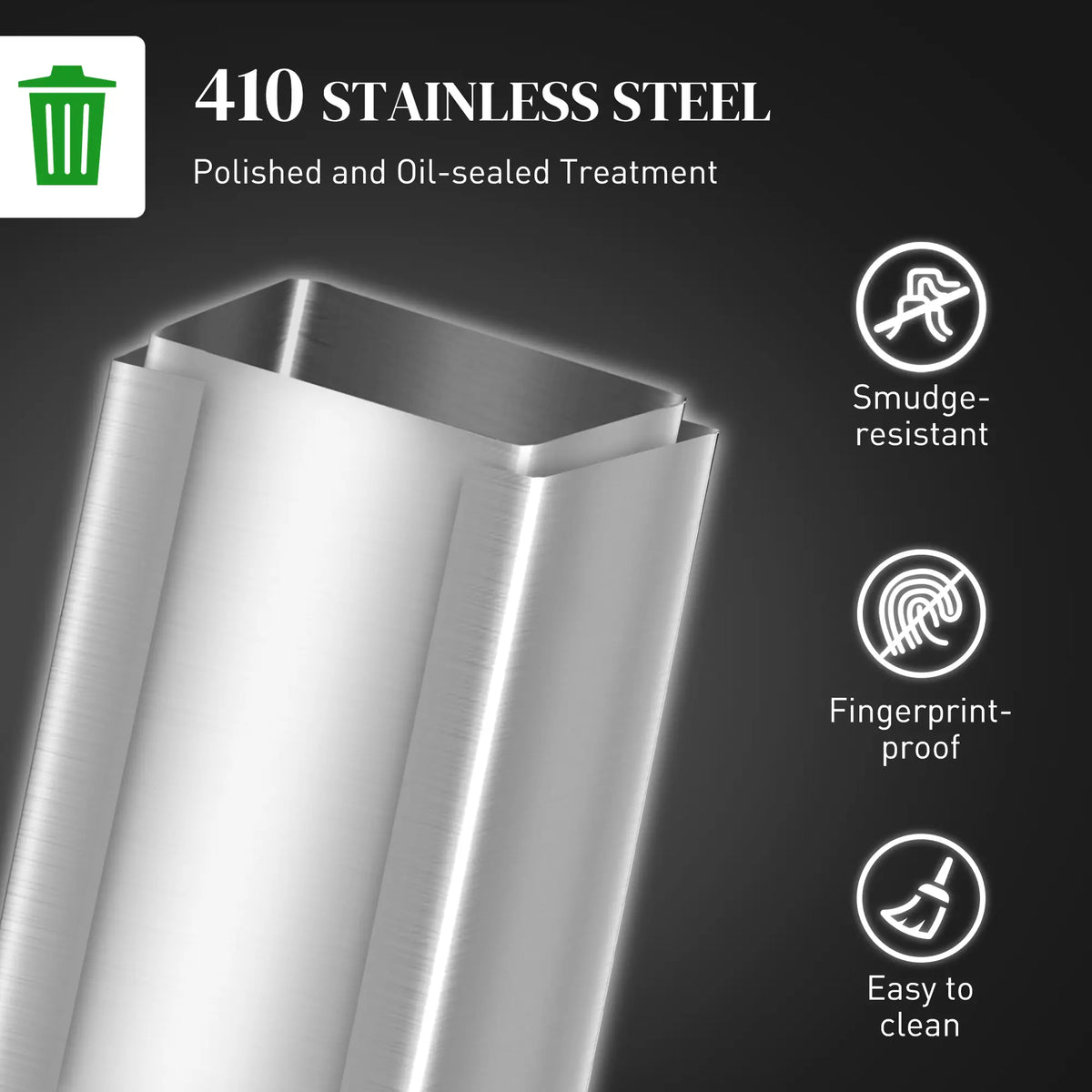 5.3 Gallon Stainless Steel Garbage Can, Soft-Close Lid, Foot Pedal, Silver Household Supplies at Gallery Canada