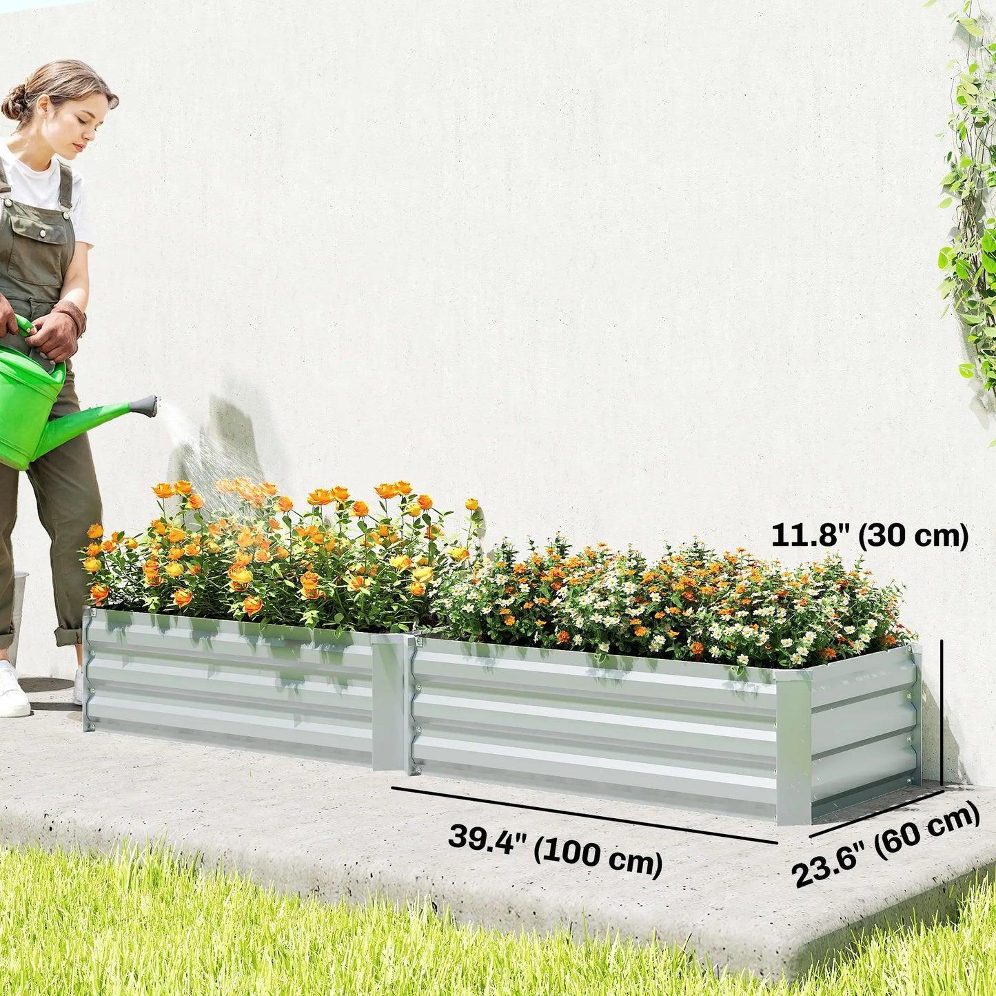 Galvanized Raised Garden Beds, Set of 2, Planter Box, Grey Galvanized Planter Boxes at Gallery Canada