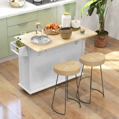 Kitchen Island with Drop Leaf, Rolling Cart, 3 Drawers, White Kitchen Islands & Kitchen Carts at Gallery Canada