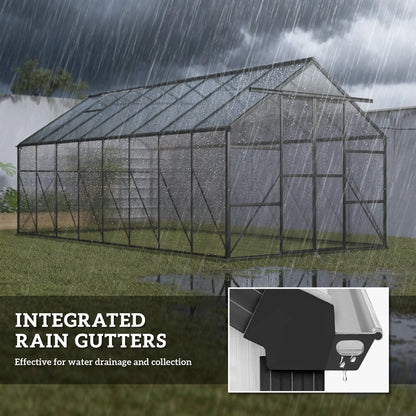 Aluminum Greenhouse Kit, Polycarbonate Walk-In, 16' x 8', Dark Grey Walk In Greenhouses at Gallery Canada