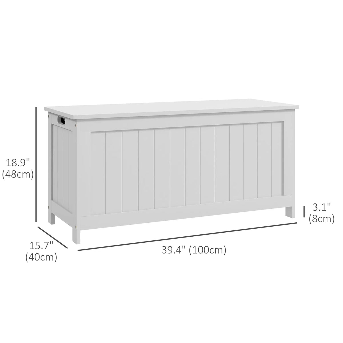 White Storage Trunk with Safety Hinges, Entryway Bench, Side Handles, White Storage Ottomans & Benches at Gallery Canada