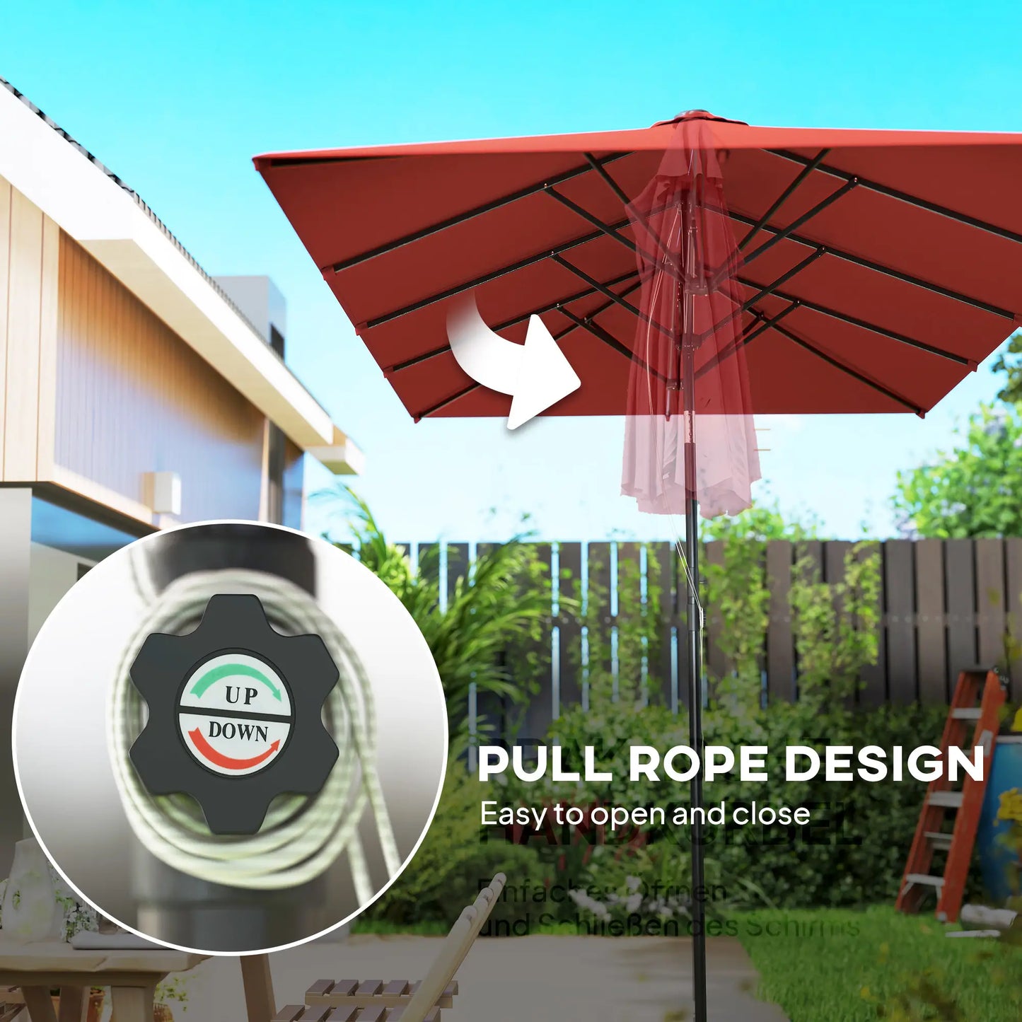 Double-Sided Patio Umbrella with Tilt, Adjustable Height, 12 Ribs, Wine Red Sun Umbrellas at Gallery Canada