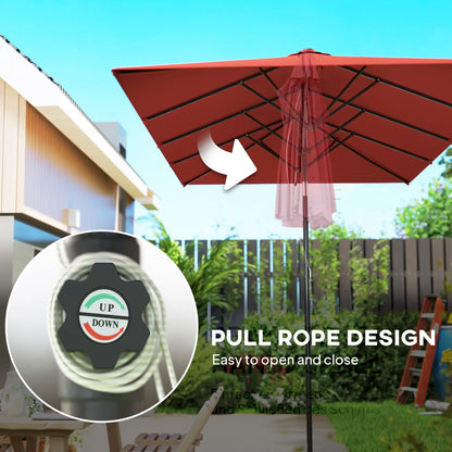 Double-Sided Patio Umbrella with Tilt, Adjustable Height, 12 Ribs, Wine Red Sun Umbrellas at Gallery Canada