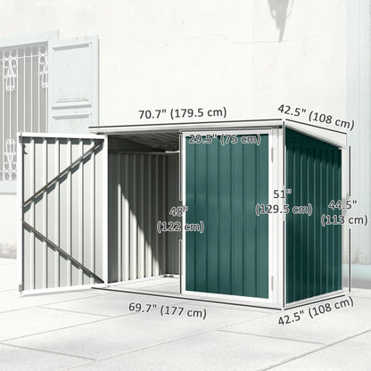 Outdoor Steel Wheelie Trash Can Storage Shed, Double Door Lid Rubbish Cover Sheds at Gallery Canada