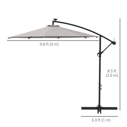 10ft Outdoor Cantilever Umbrella, Solar Lights, Adjustable Angle, Light Grey Cantilever Umbrellas at Gallery Canada
